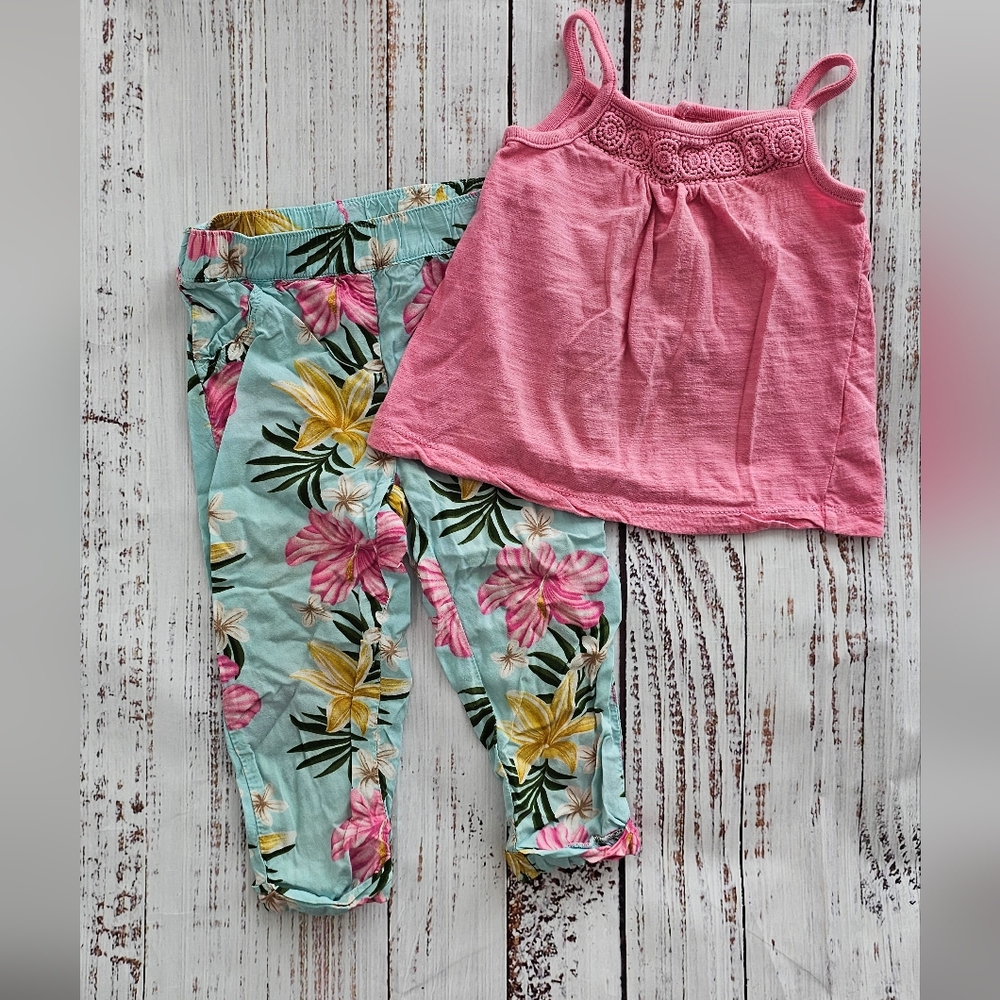 Carter's Pink Top and Floral Pants Set